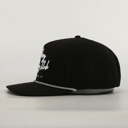 Cursive Roped Hat Black